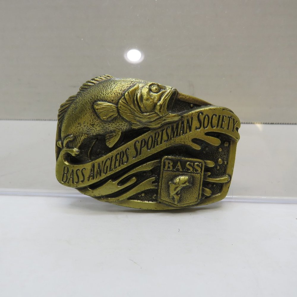 VTG Bass Anglers Sportsman Society Brass Belt Buckle Made in USA